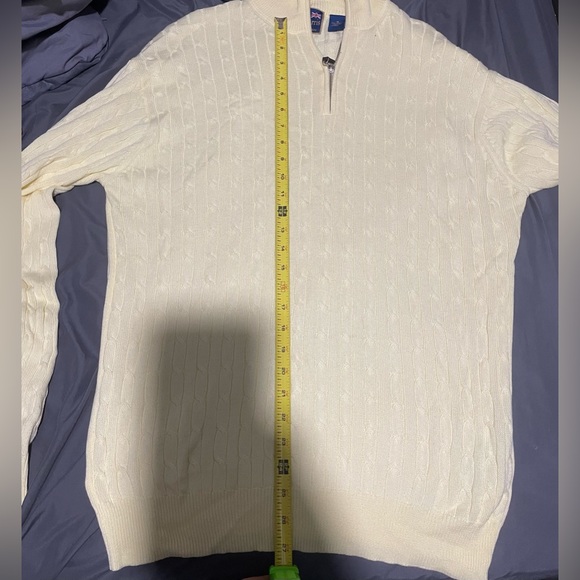 T Harris London Sweater Men's Size Medium Yellow Quarter Zip LongSleeve Cotton - Picture 5 of 10
